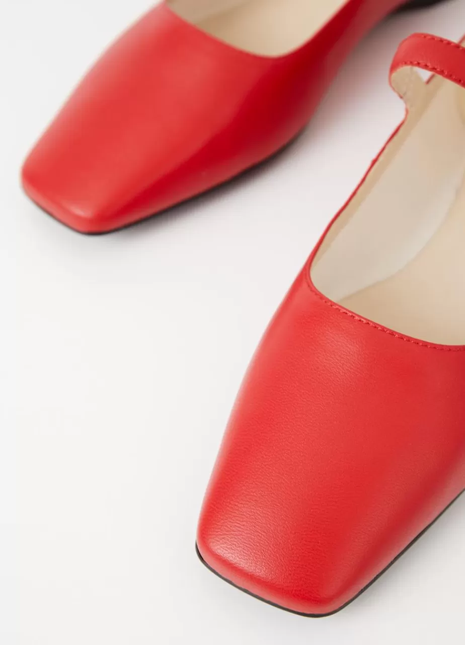 Vagabond Delia Chaussures Rouge Cuir Sale