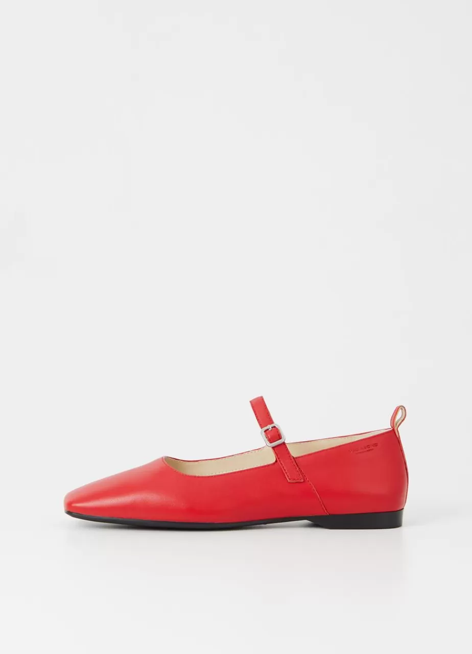 Vagabond Delia Chaussures Rouge Cuir Sale