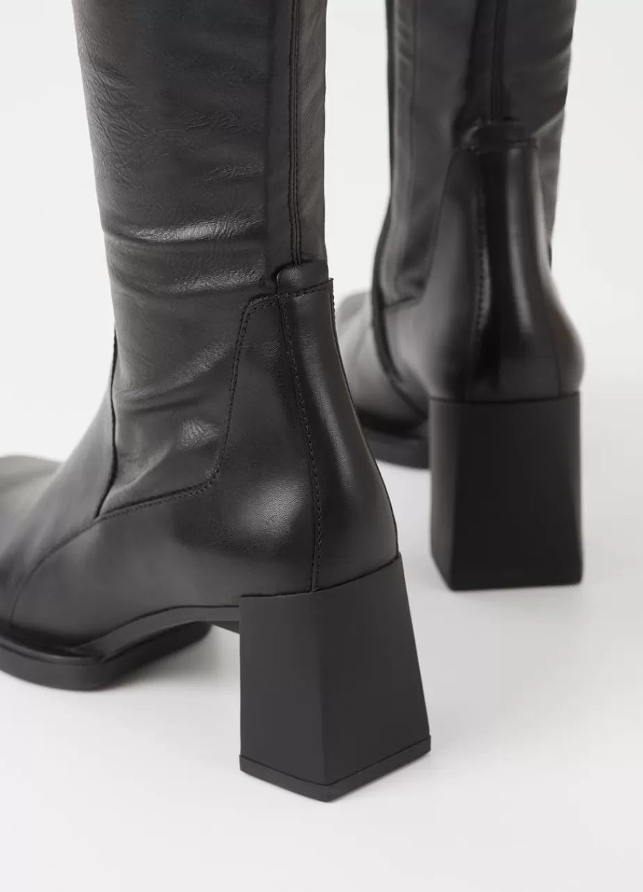 Vagabond Edwina Bottes Hautes Noir Cuir/Synthetique Elastique Best