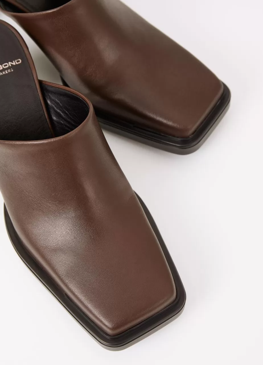 Vagabond Edwina Mules Marron Fonce Cuir New
