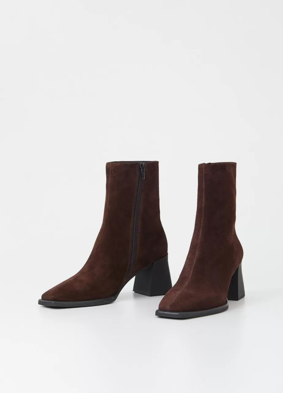 Vagabond Hedda Bottes Marron Fonce Daim Shop