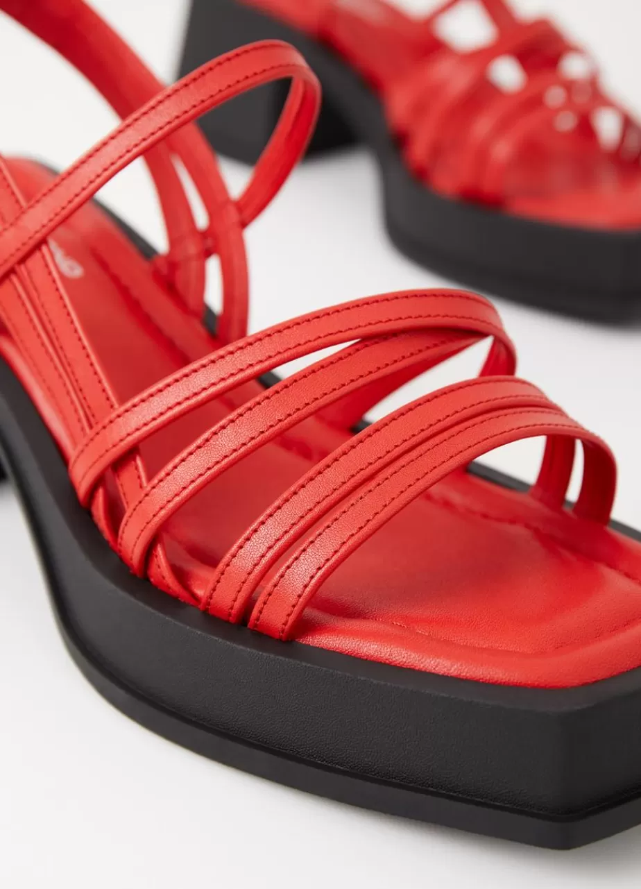 Vagabond Hennie Sandales Rouge Cuir Fashion
