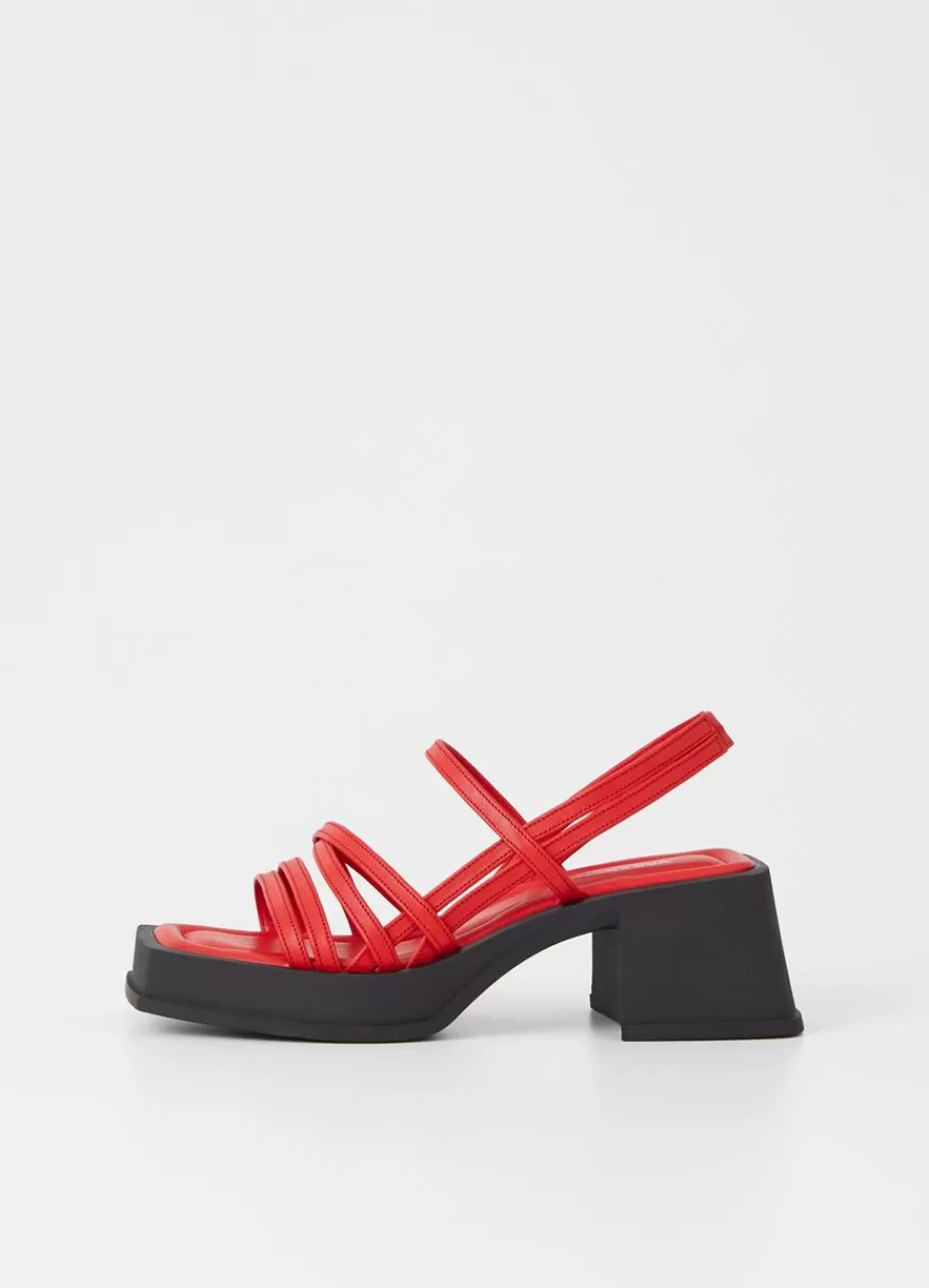 Vagabond Hennie Sandales Rouge Cuir Fashion