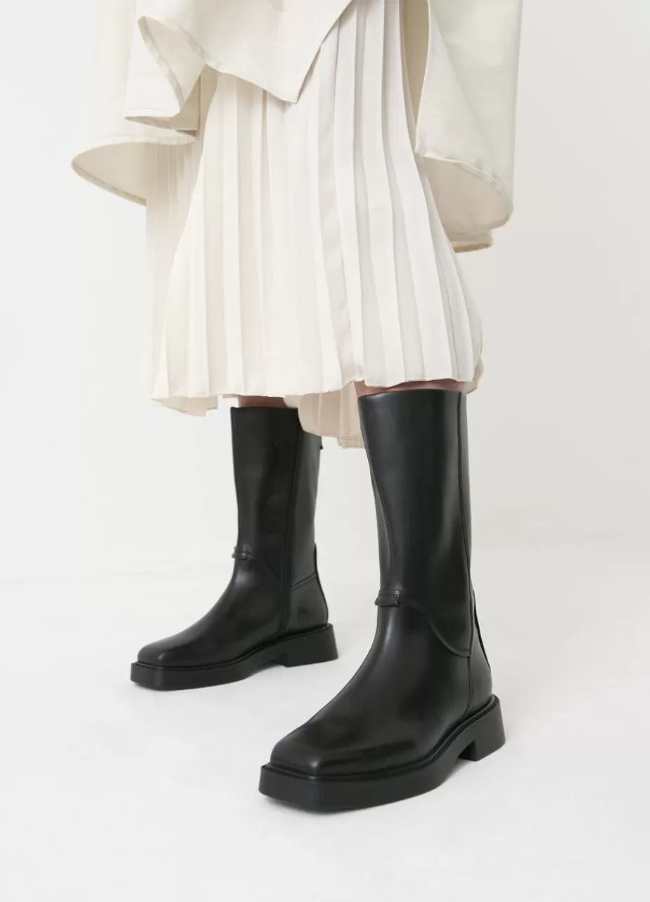 Vagabond Jillian Bottes Hautes Noir Cuir Clearance