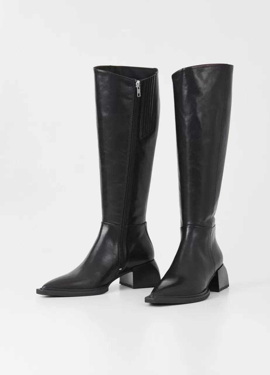 Vagabond Vivian Bottes Hautes Noir Cuir Discount